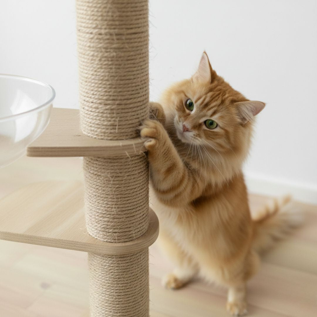 Arbre à chat en bois naturel – Modèle Reiya